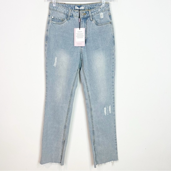 AVEC LES FILLES SLIGHT DISTRESSED STRAIGHT LEG JEANS SZ 26 NWT - Picture 7 of 7